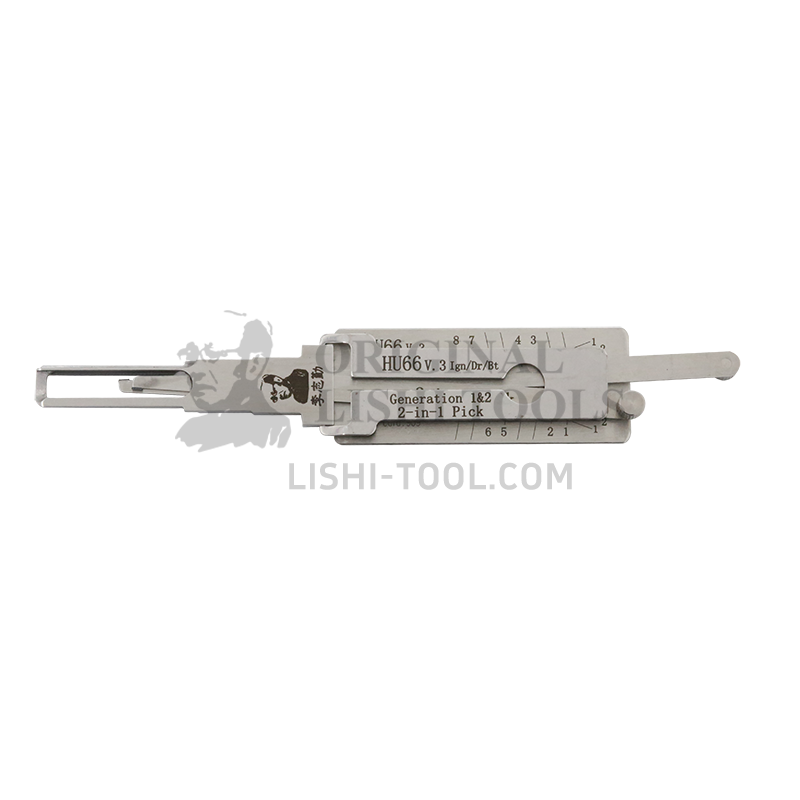Lishi 2-in-1 (8-CUT) HU66 for Audi, Volkswagen, Skoda - Ignition, Door, Trunk Lock Pick and Decoder