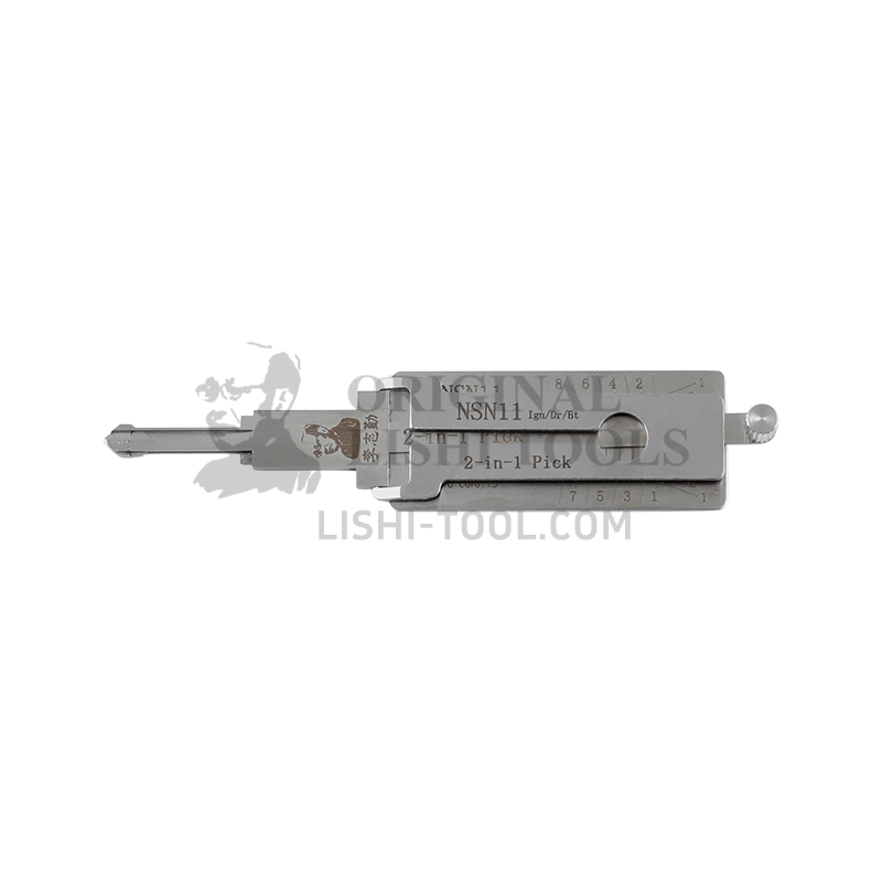 Lishi 2-in-1 (8-CUT) NSN11 Tool for Infiniti, Nissan - Ignition, Door, Trunk Lock Pick and Decoder