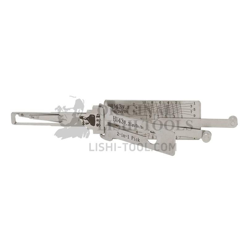 Lishi 2-in-1 (10-CUT) HU43 v.3 for Opel - Ignition Lock, Door Lock, Trunk Pick and Decoder