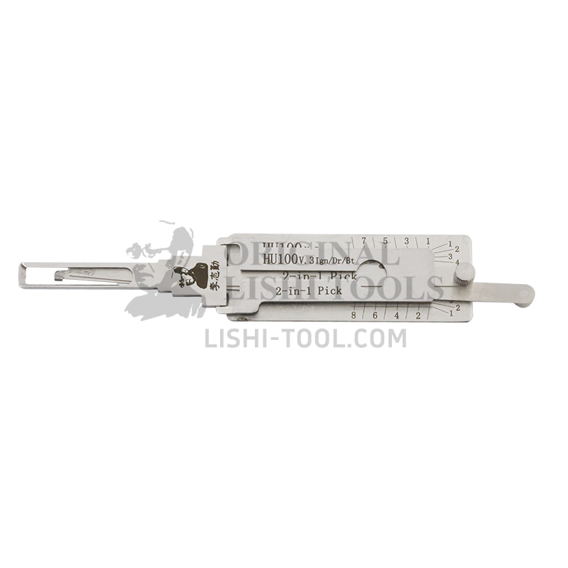 Lishi 2-in-1 (8-CUT) HU100 v.3 for Cadillac, Opel, Buick - Ignition, Door, and Trunk Lock Pick and Decoder