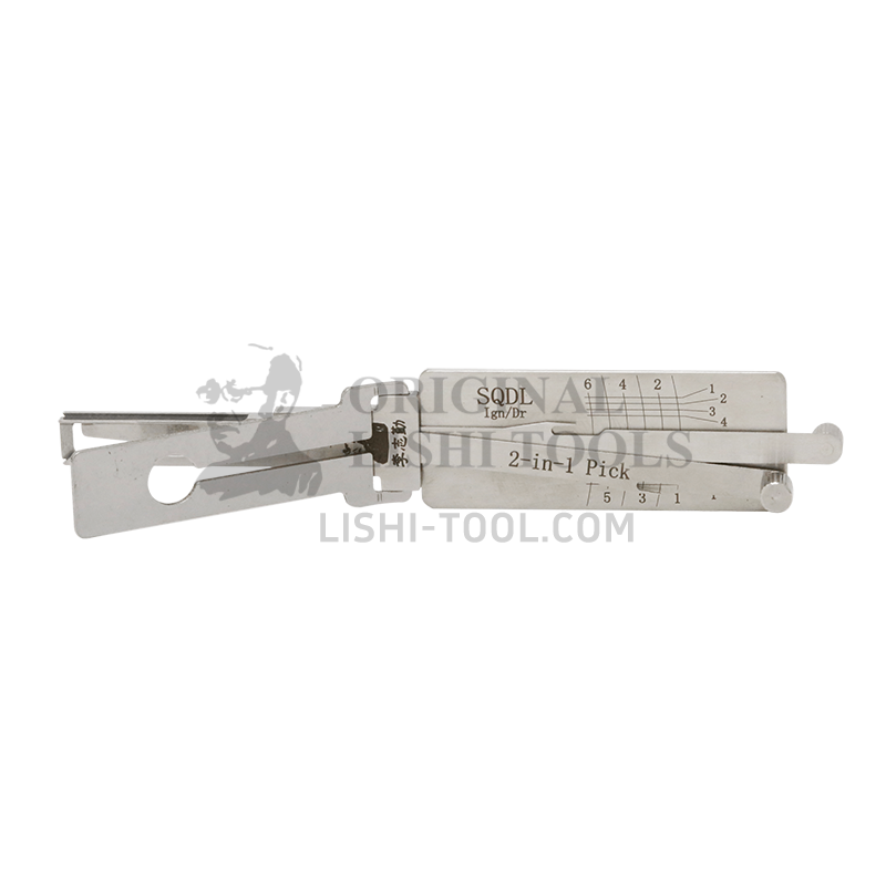 Lishi 2-in-1 (6-CUT) SQDL Tool for Shaanxi DeLong - Ignition and Door Lock Pick and Decoder