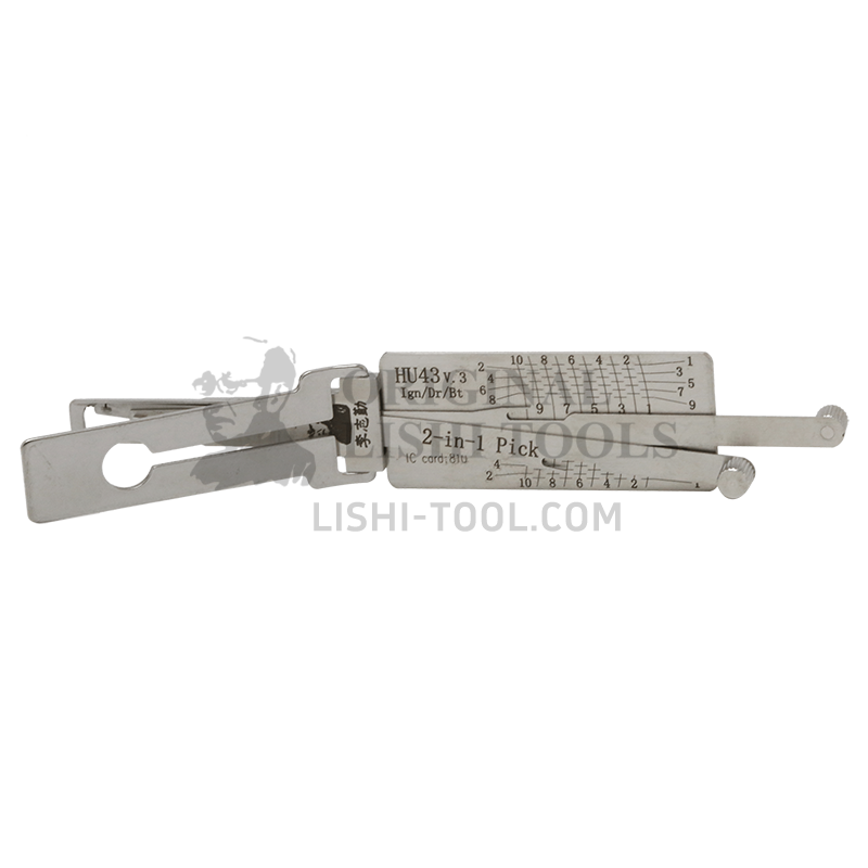 Lishi 2-in-1 (10-CUT) HU43 v.3 for Opel - Ignition Lock, Door Lock, Trunk Pick and Decoder