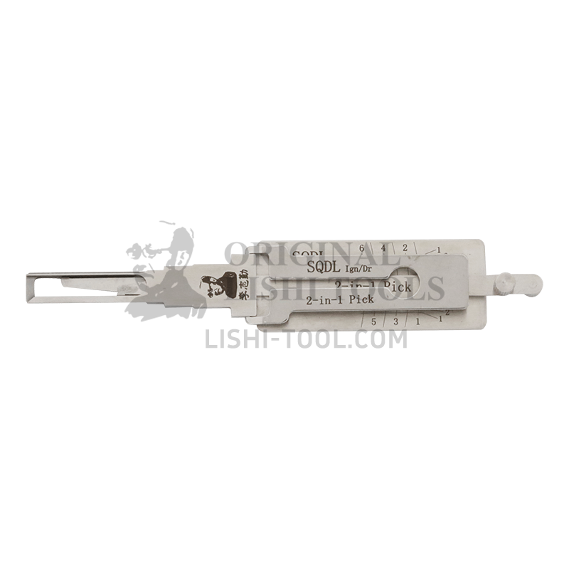 Lishi 2-in-1 (6-CUT) SQDL Tool for Shaanxi DeLong - Ignition and Door Lock Pick and Decoder