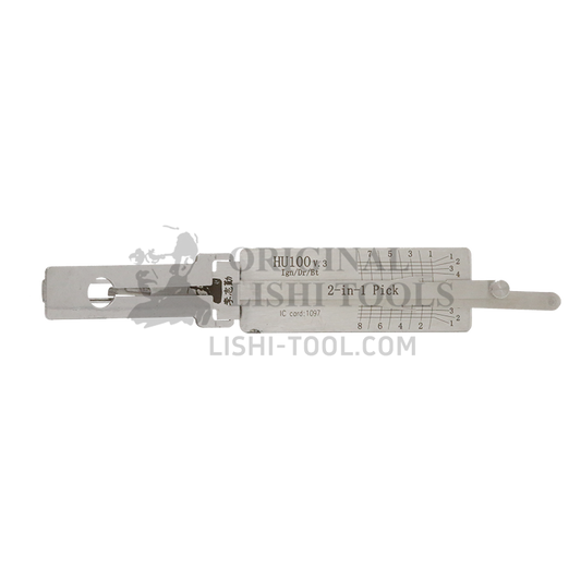 Lishi 2-in-1 (8-CUT) HU100 v.3 for Cadillac, Opel, Buick - Ignition, Door, and Trunk Lock Pick and Decoder