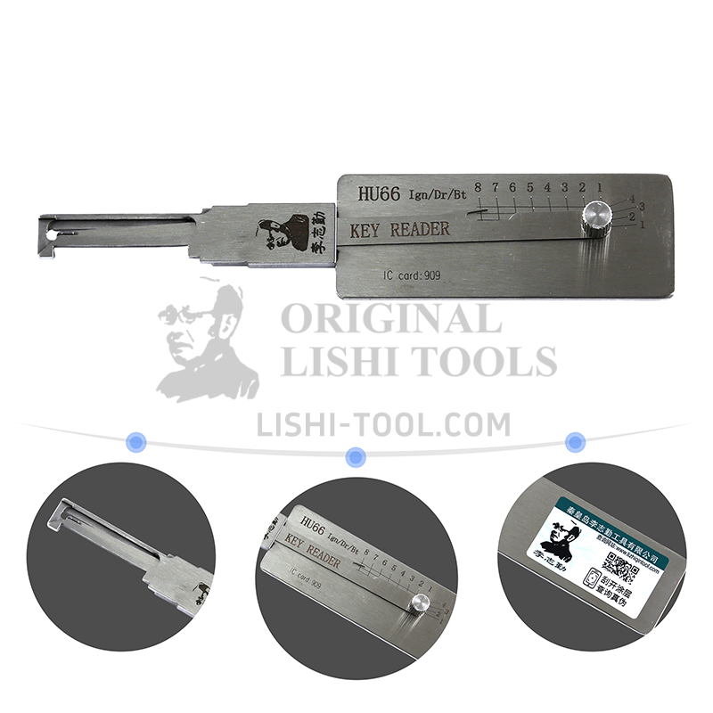 Lishi 2-in-1 (8-CUT) HU66 for Audi, Volkswagen, Skoda - Ignition Lock, Door Lock, Trunk Pick and Decoder