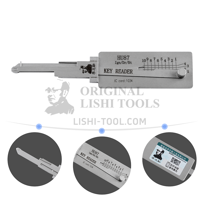 Lishi 2-in-1 (10-CUT) HU87-Straight Read Tool for Suzuki - Lock Pick and Decoder - Ignition Lock, Door Lock, Trunk