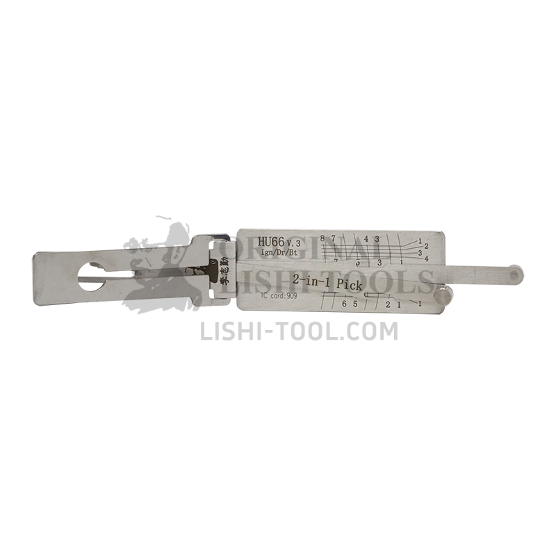 Lishi 2-in-1 (8-CUT) HU66 for Audi, Volkswagen, Skoda - Ignition, Door, Trunk Lock Pick and Decoder