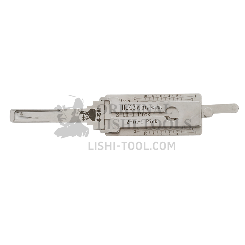 Lishi 2-in-1 (10-CUT) HU43 v.3 for Opel - Ignition Lock, Door Lock, Trunk Pick and Decoder