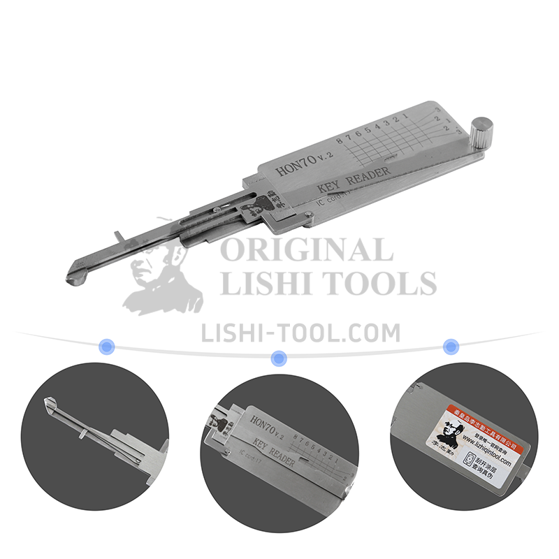 Lishi 2-in-1 (8-CUT) HON70 v.2 - Direct Read Tool for Honda Motorcycles - Ignition Lock Pick and Decoder