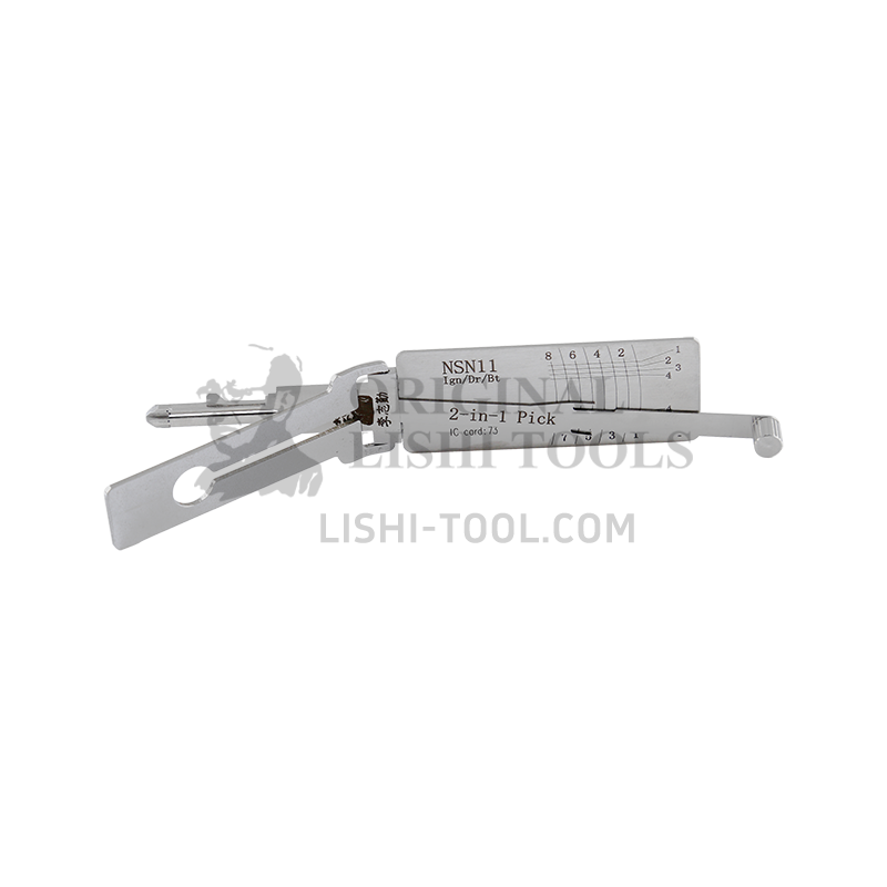 Lishi 2-in-1 (8-CUT) NSN11 Tool for Infiniti, Nissan - Ignition, Door, Trunk Lock Pick and Decoder