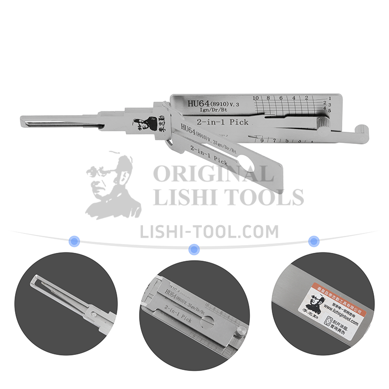 Lishi 2-in-1 (10-CUT) HU64 v.3 for Mercedes – Pick & Decoder for Ignition, Door & Trunk Locks