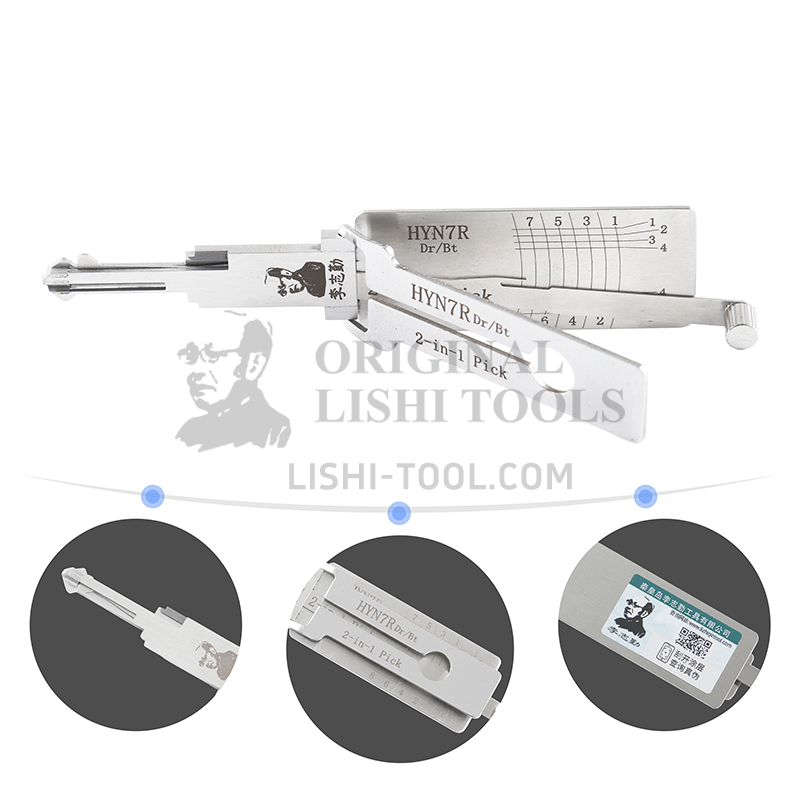 Lishi 2-in-1 (8-CUT) HYN7R Tool for Hyundai - Lock Pick and Decoder - Door Lock Trunk