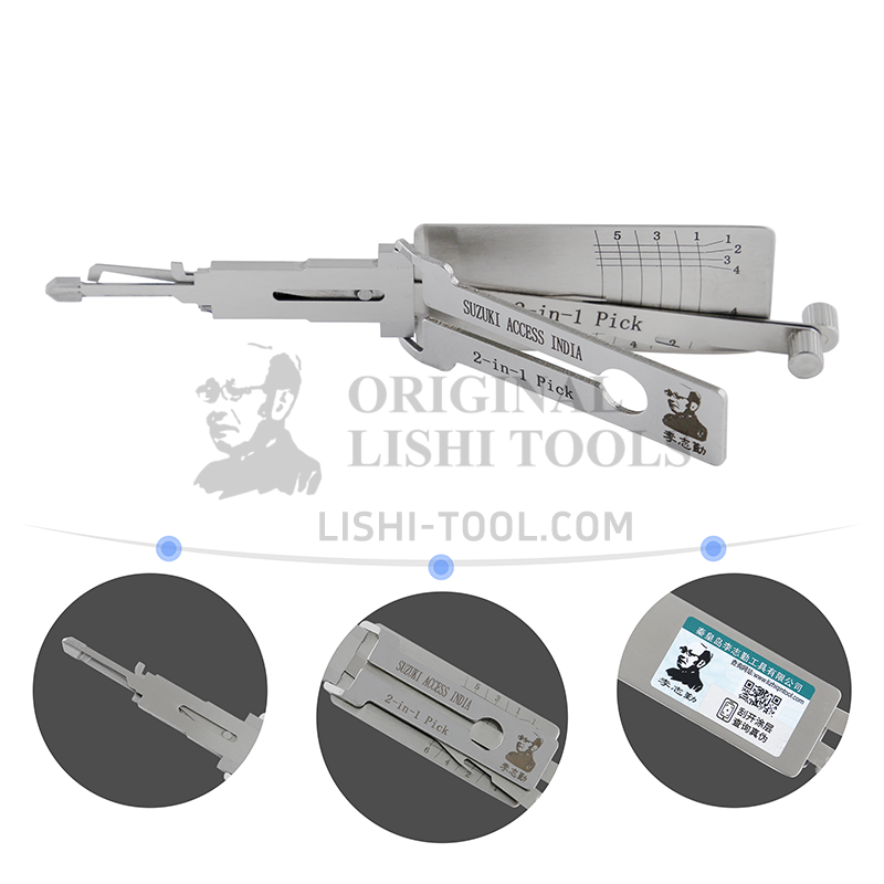 Lishi 6-CUT 2-in-1 Pickup and Decoder Tool for Suzuki Access India Ignition Lock/Anti-Glare