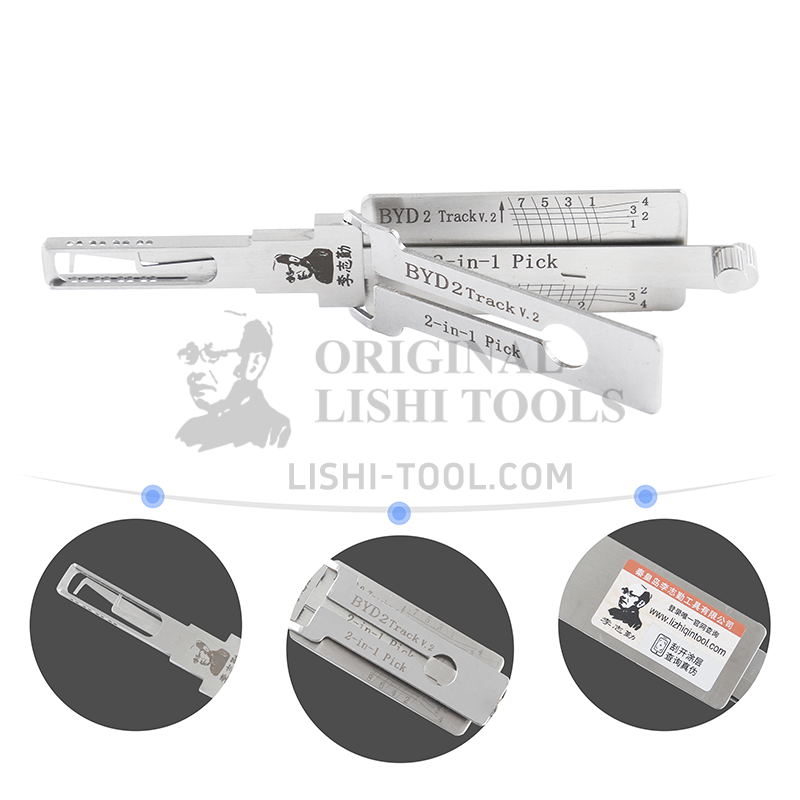Lishi 2-in-1 (8-CUT) BYD2 for Qin PLUS, Song PLUS, Yuan - Door Lock Pick and Decoder