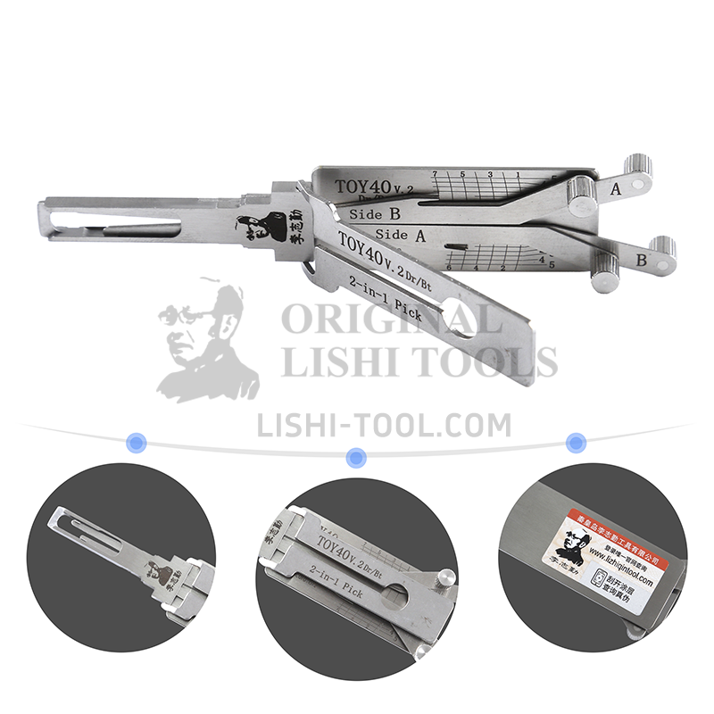 Lishi 2-in-1 (8-CUT) TOY40 v.2 Tool for Mitsubishi, Chairman - Door and Trunk Lock Pick and Decoder