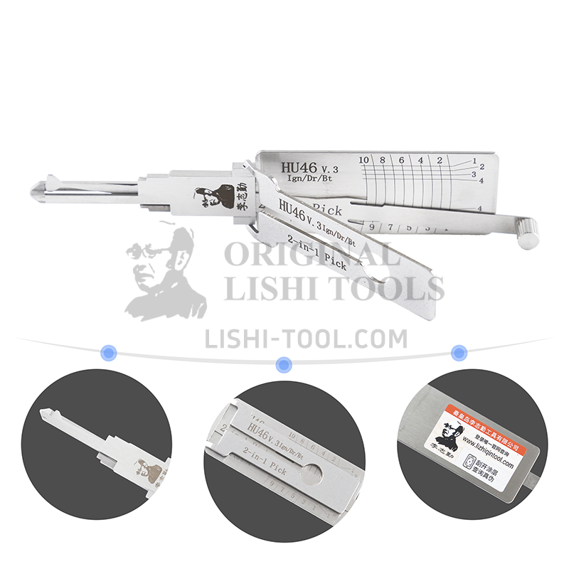 Lishi 2-in-1 (10-CUT) HU46v.3 Tool for Opel, Astra - Lock Pick and Decoder - Ignition Lock, Door Lock, Trunk