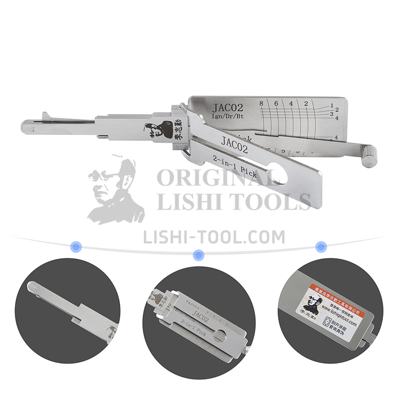 Lishi 2-in-1 (8-CUT) JAC02 Tool for JAC Tongyue - Lock Pick and Decoder - Door Lock/Anti-Glare