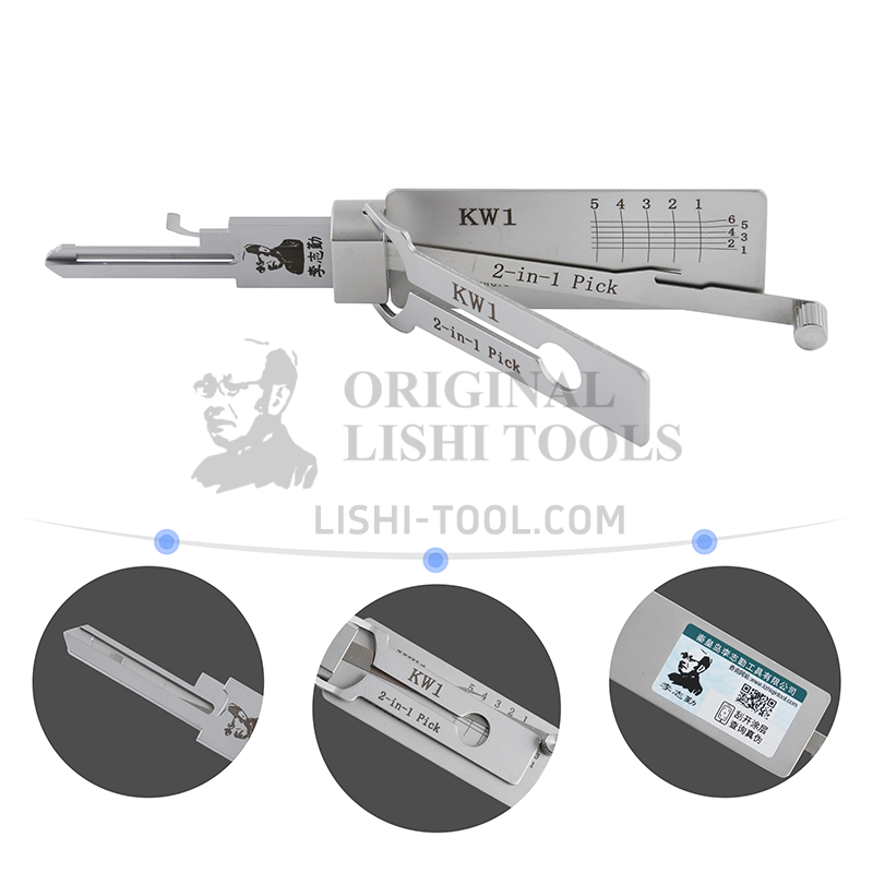 Lishi 2-in-1 KW1 5-CUT Right Groove Kwikset Door Lock Decoder & Pick Tool: Reliable Locksmithing Solution
