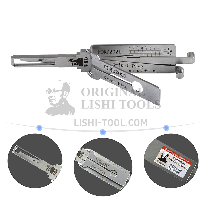 Lishi 2-in-1 (8-CUT) FORD2021 for Ford New Century, New Transit, Leopard CS10 - Door Lock Pick and Decoder