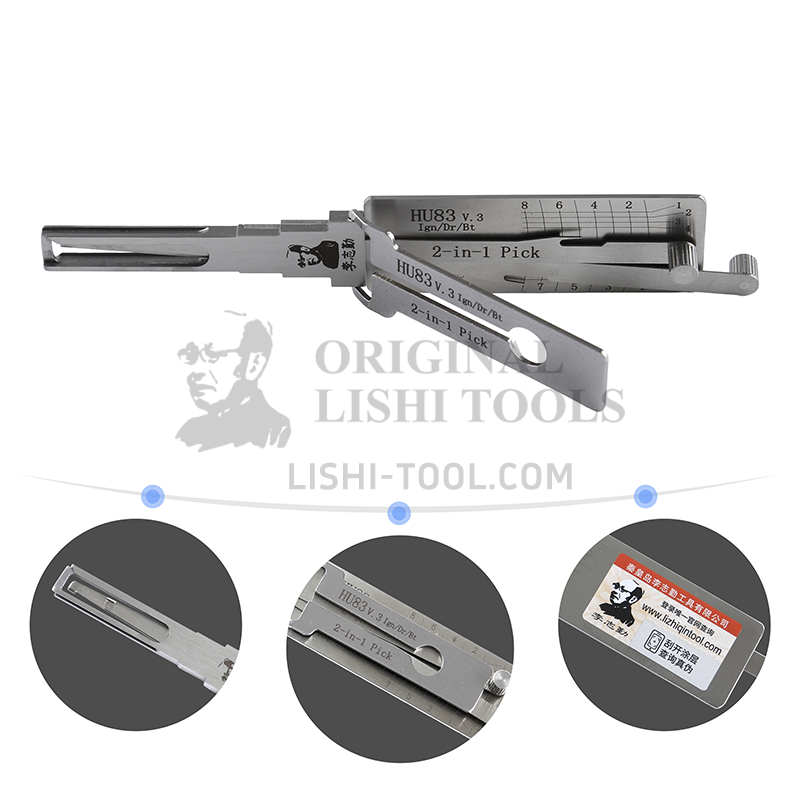 Lishi 2-in-1 (7-CUT) HU83 v.3 for Peugeot, Citroen - Ignition Lock, Door Lock, Trunk, Anti-glare Pick and Decoder
