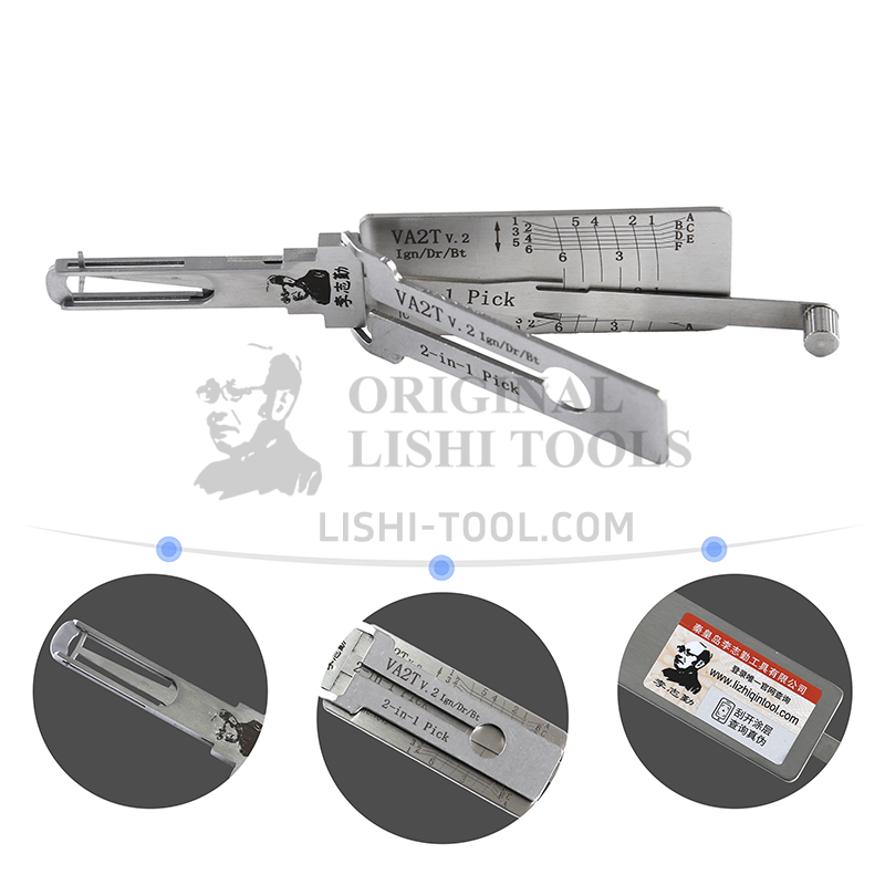 Lishi 2-in-1 (6-CUT) VA2T v.2 Tool for Peugeot, Citroën - Ignition, Door, and Trunk Lock Pick and Decoder