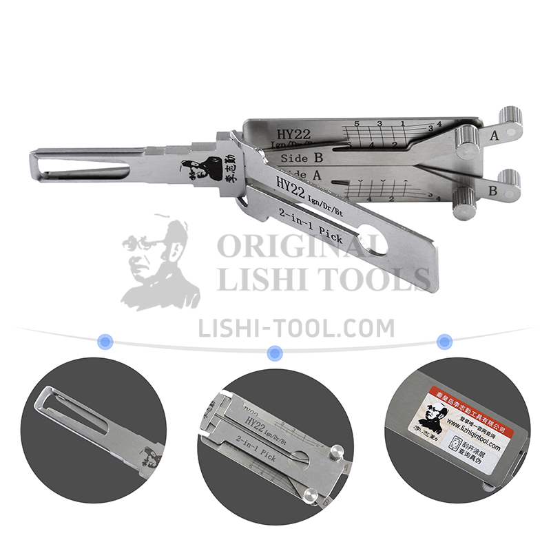 Lishi 2-in-1 (6-CUT) HY22 for Hyundai, KIA - Ignition Lock, Door Lock, Trunk, Anti-glare Pick and Decoder