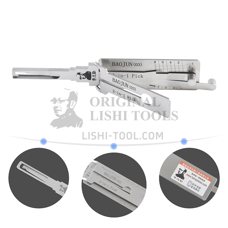 Lishi 2-in-1 (8-CUT) BAOJUN03 for Baojun RS-3, RS-5, RC-6 - Ignition, Door, and Trunk Lock Pick and Decoder