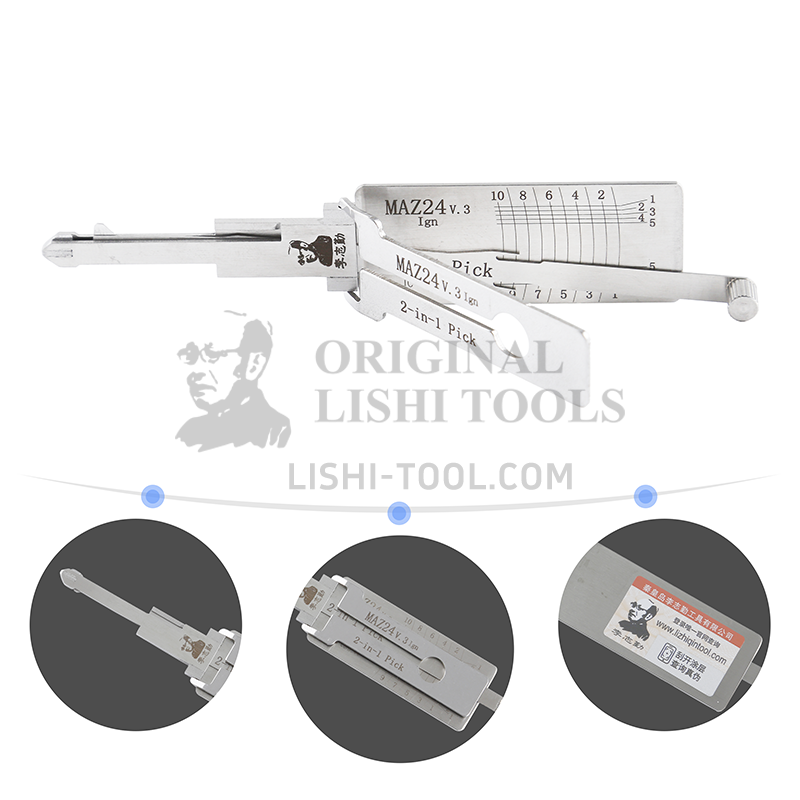 Lishi 2-in-1 (10-CUT) MAZ24 v.3 Tool for Mazda - Lock Pick and Decoder Ignition Lock / Anti-Glare