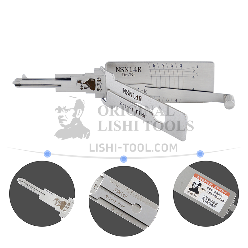 Lishi 2-in-1 (10-CUT) NSN14R Tool for New Nissan, Qichun - Lock Pick and Decoder