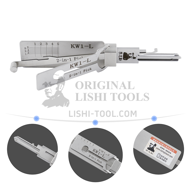 Lishi Tool (5-CUT) KW1-L-Left Groove 2-in-1 Pick and Decoder for Kwikset Residential Locks / Door Lock / Anti-Glare