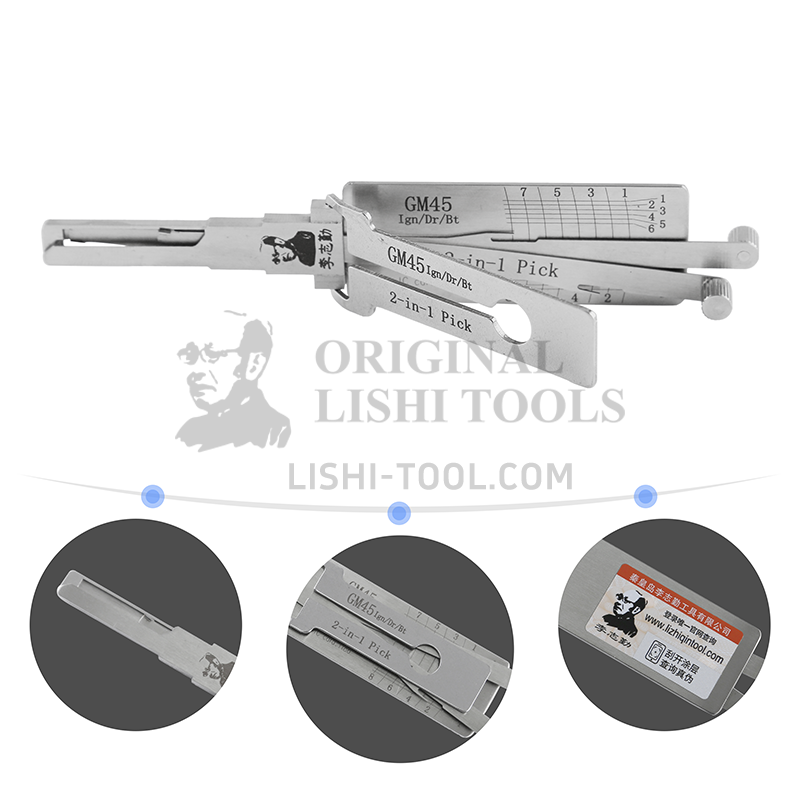 Lishi 2-in-1 (8-CUT) GM45 for Holden - Ignition, Door, and Trunk Lock Pick and Decoder