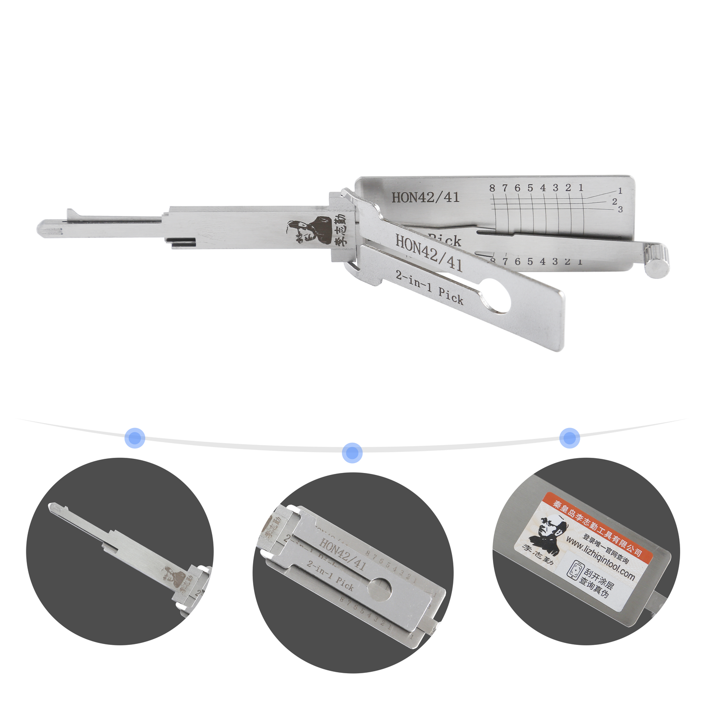 Lishi Tool (8-CUT)HON42/41 2-in-1 Pick & Decoder for Honda Motorcycles Ignition Lock