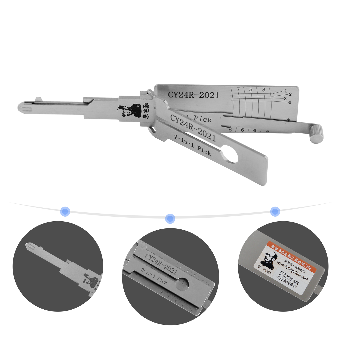 Lishi Tools(8-CUT) CY24R-2021 2-in-1 Pick & Decoder for  New Jeep Door Locks/Anti-Glare